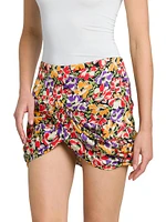 Ultra Draped Floral Miniskirt