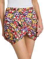 Ultra Draped Floral Miniskirt