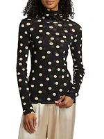 Polka-Dot Mesh Blouse