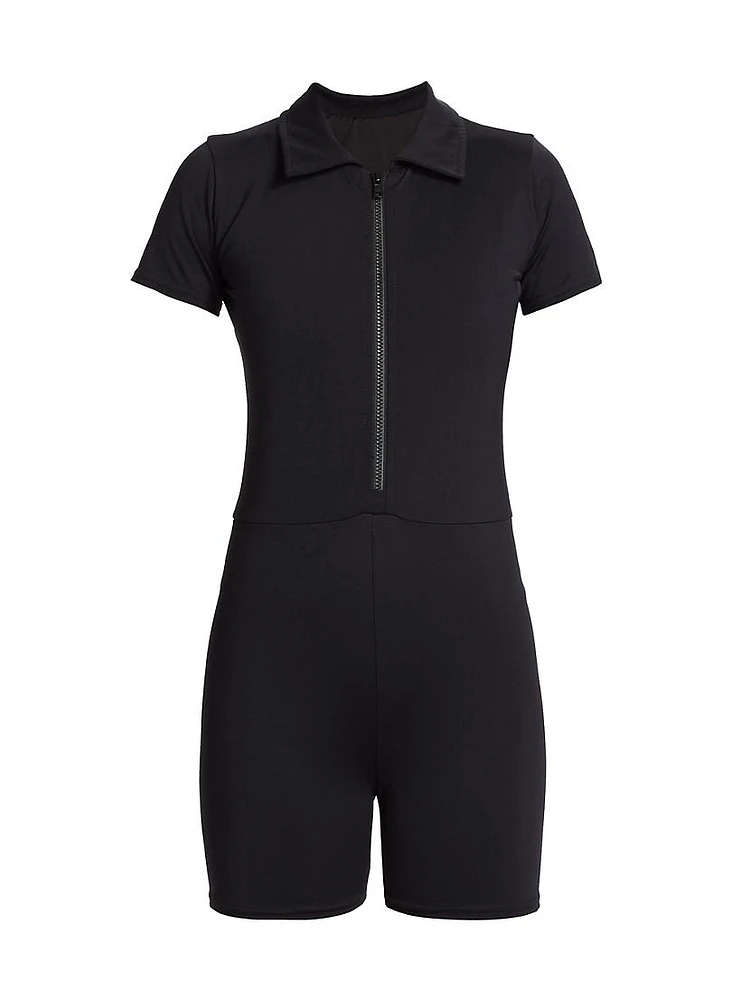 Zip-Front Polo Romper