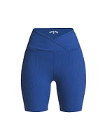 Rib-Knit V-Waist Bike Shorts