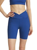 Rib-Knit V-Waist Bike Shorts