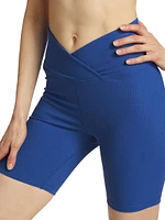 Rib-Knit V-Waist Bike Shorts