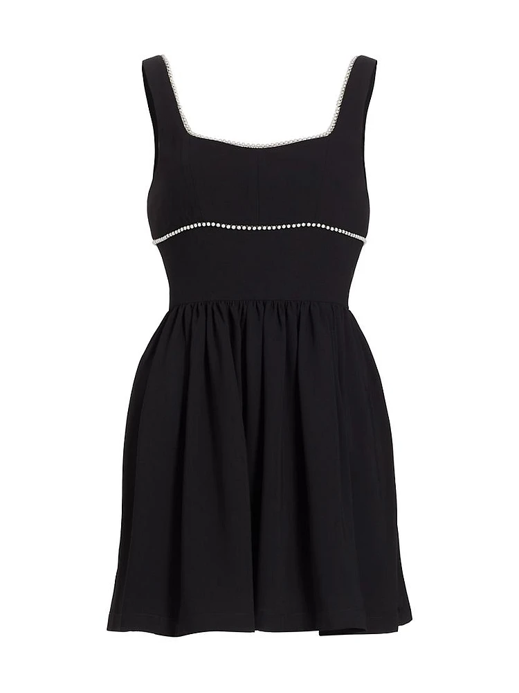 Bijou Imitation Pearl-Trimmed Fit & Flare Minidress