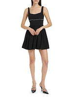 Bijou Imitation Pearl-Trimmed Fit & Flare Minidress