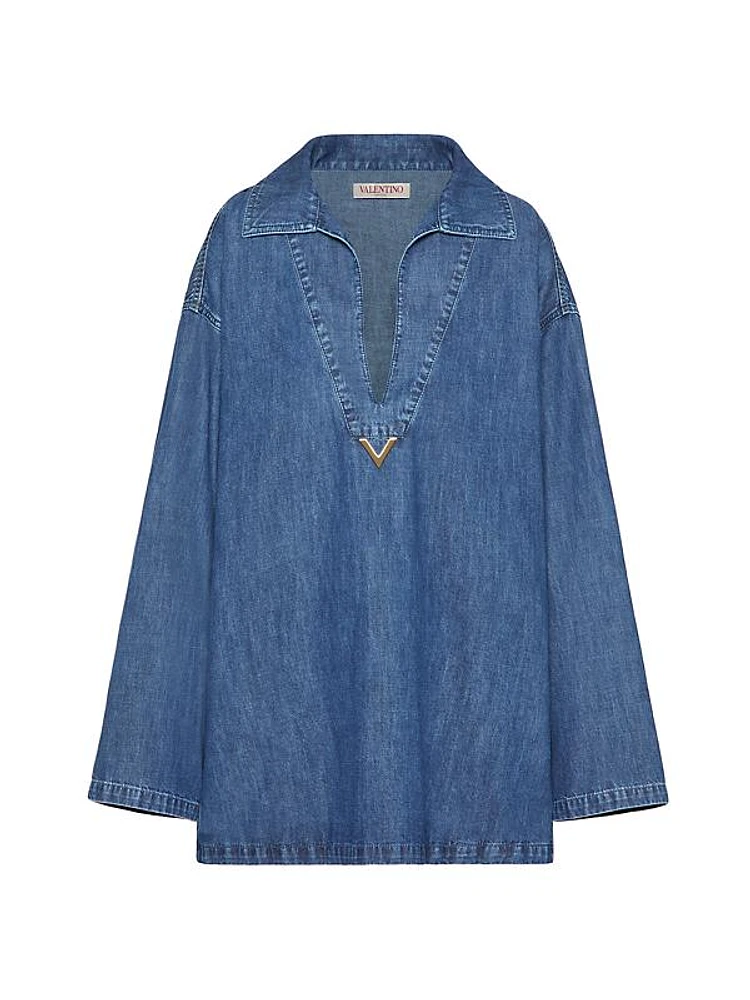 Denim Chambray Kaftan Dress