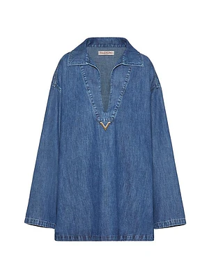 Denim Chambray Kaftan Dress