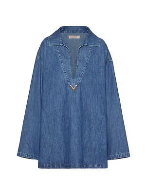 Denim Chambray Kaftan Dress