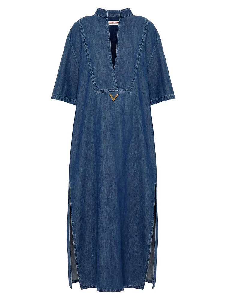 Cotton-Chambray Caftan Dress