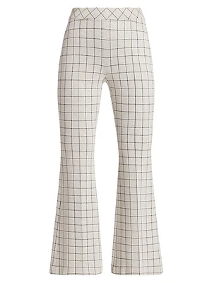 Windowpane Cropped Flared Pants