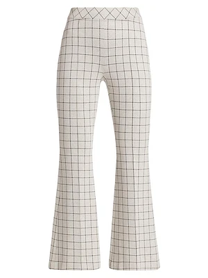 Windowpane Cropped Flared Pants