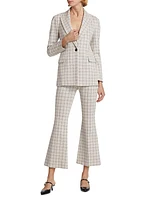 Windowpane Cropped Flared Pants