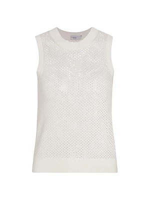 Mesh Pointelle Sleeveless Sweater
