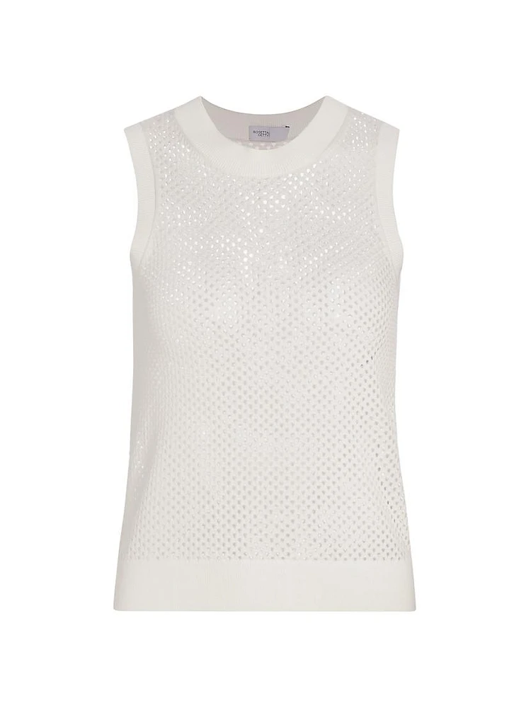 Mesh Pointelle Sleeveless Sweater