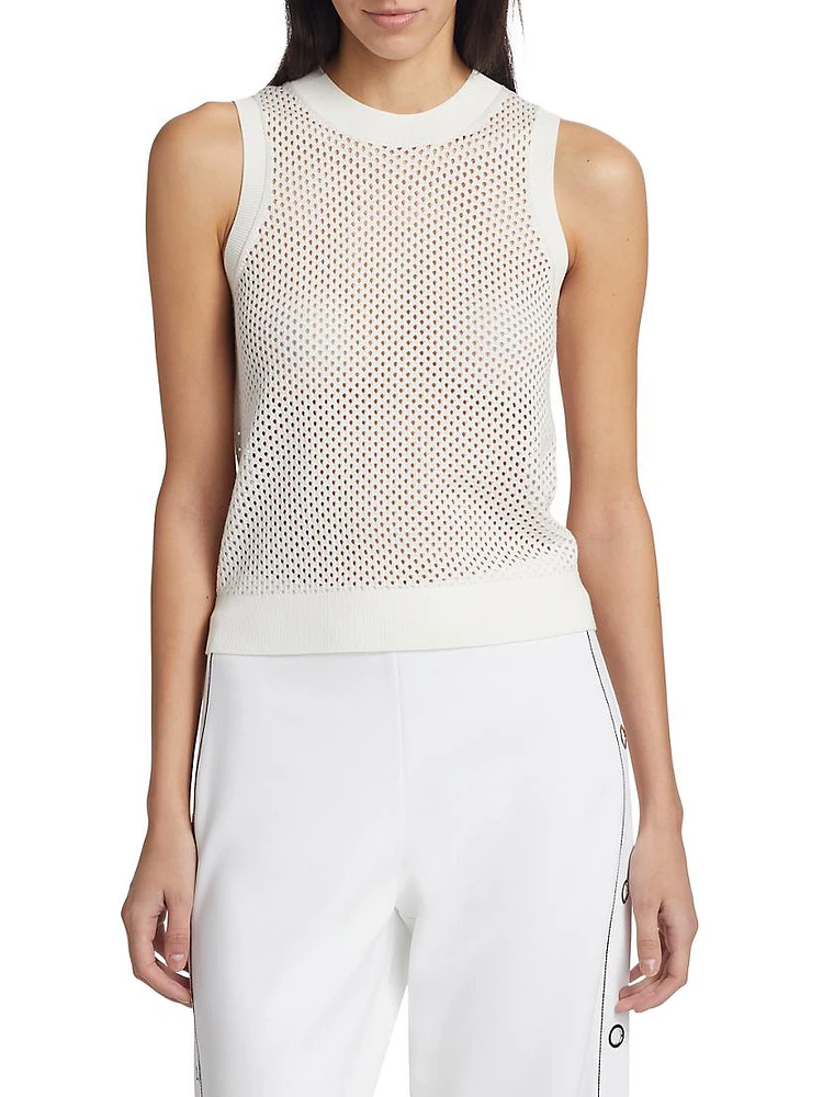 Mesh Pointelle Sleeveless Sweater