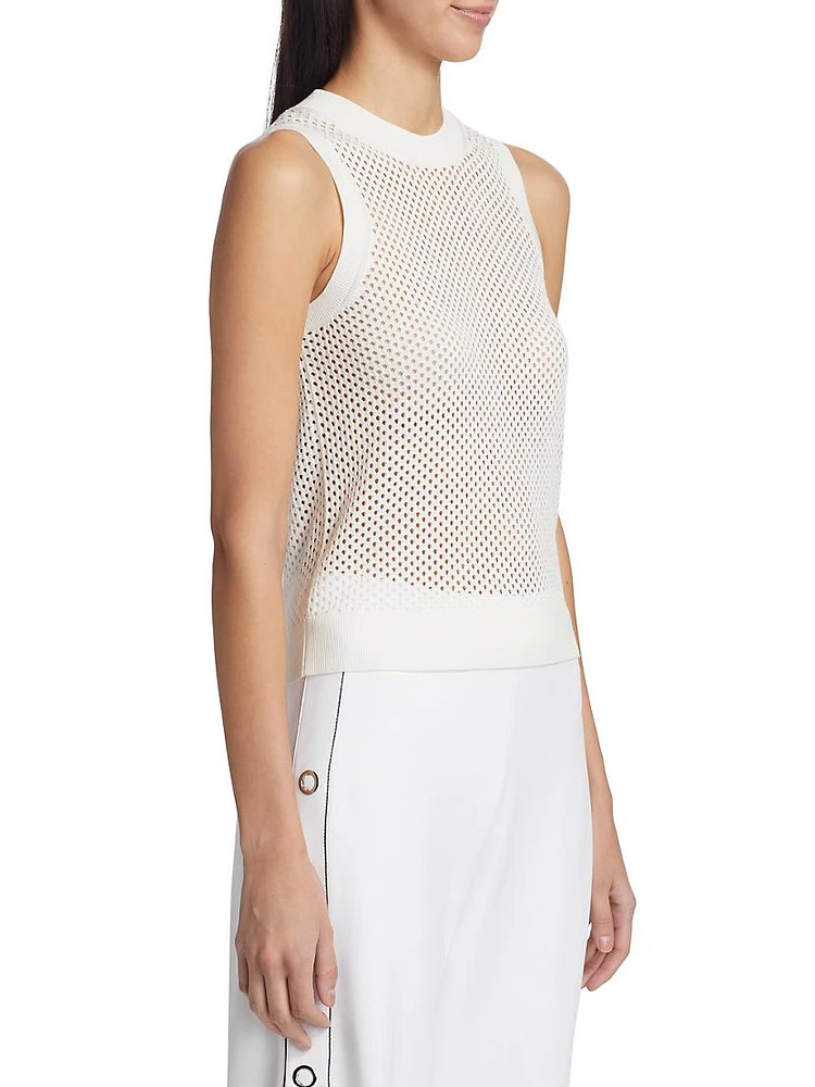 Mesh Pointelle Sleeveless Sweater