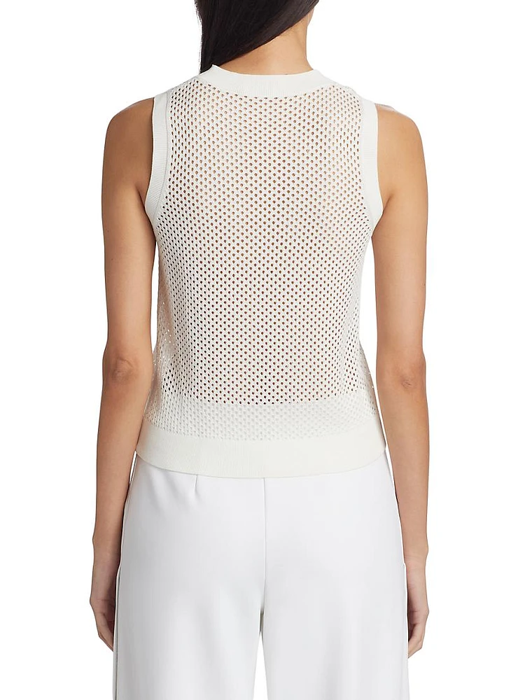 Mesh Pointelle Sleeveless Sweater