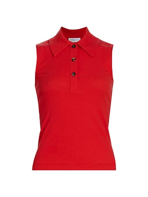 Sleeveless Polo Top