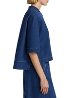 Cropped Oversized Denim Shirt