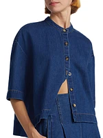 Cropped Oversized Denim Shirt