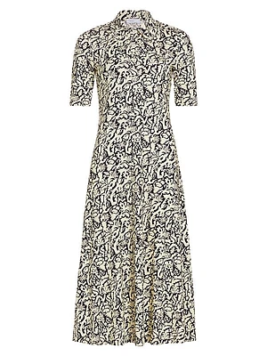 Abstract Nature Polo Midi-Dress