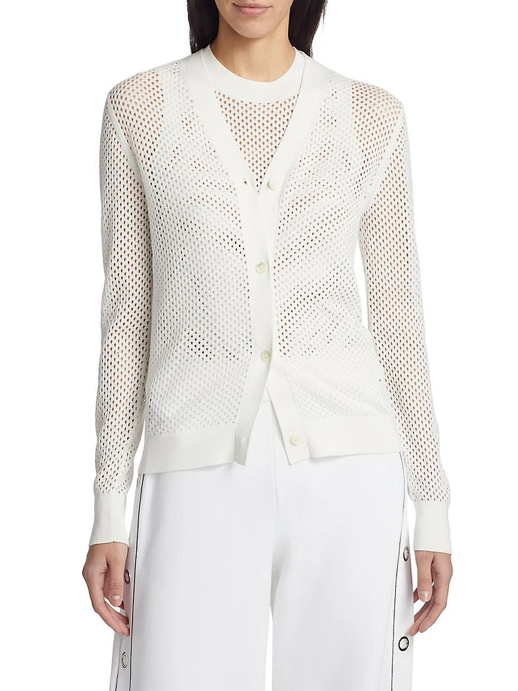 Mesh Pointelle Cardigan