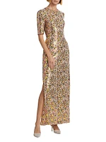 Sequined Short-Sleeve Gown