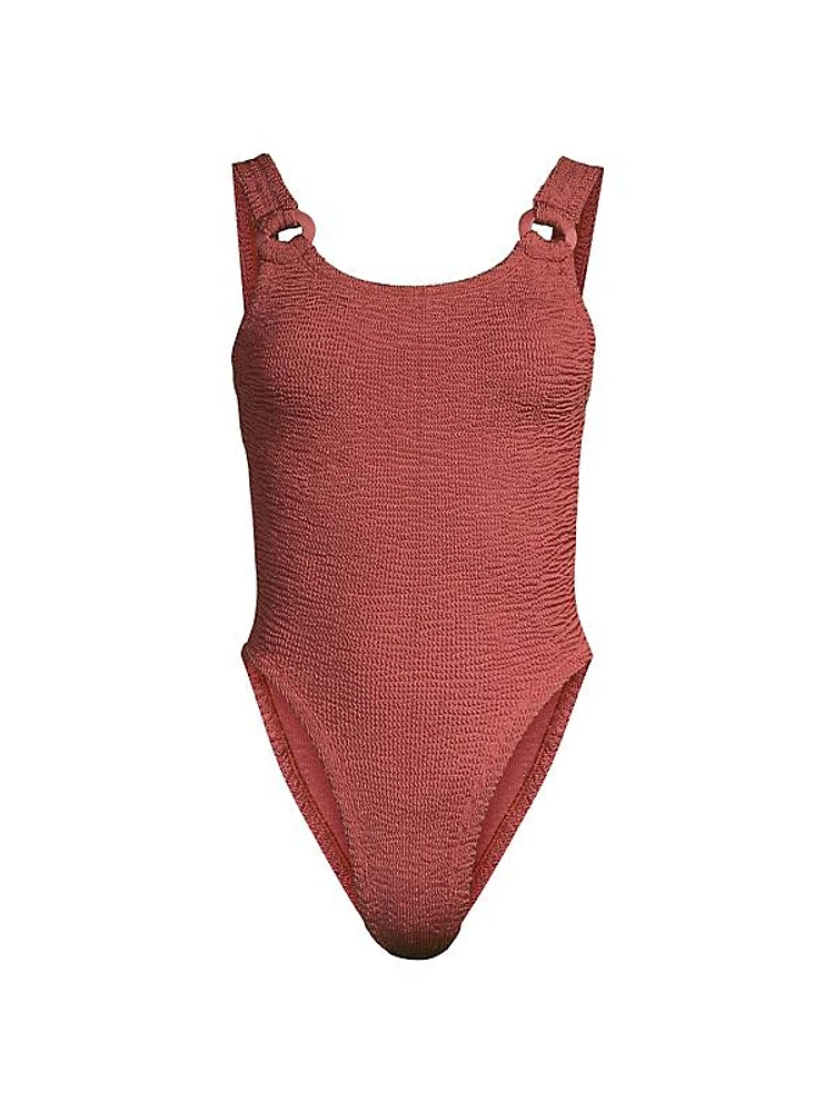 Domino Circle-Insert One-Piece Swimsuit