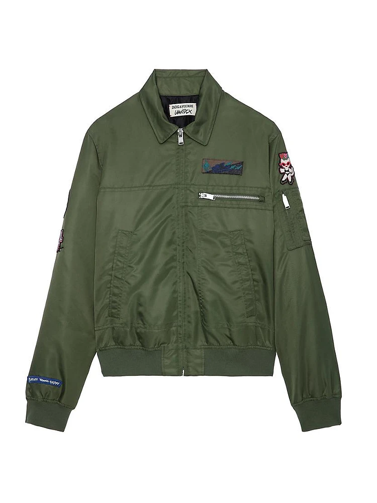 Bolid Patch Nylon Bomber Jacket