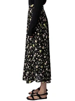 Joyo Soft Crinkle Roses Maxi Skirt