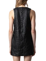 Rasha Creased Leather Minidress