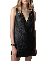 Rasha Creased Leather Minidress