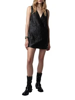 Rasha Creased Leather Minidress