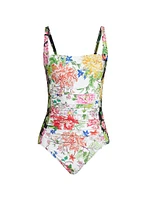 Metalli Mix Ruched One-Piece Swimsuit