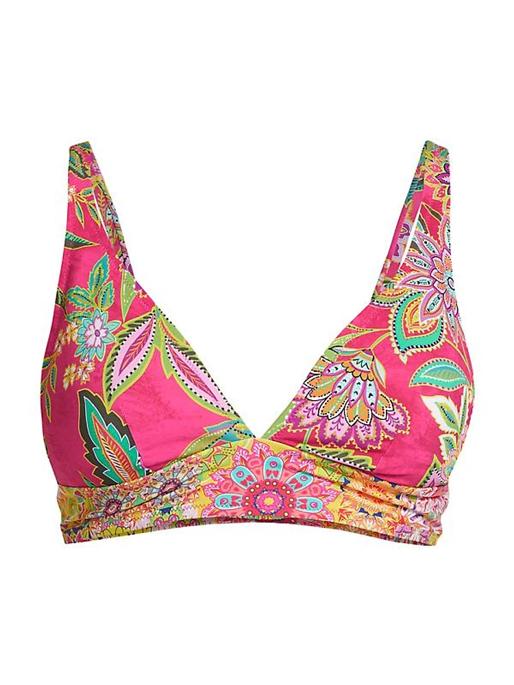 Flamingo Floral V-Neck Bikini Top