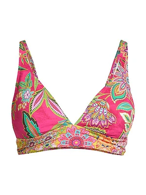 Flamingo Floral V-Neck Bikini Top