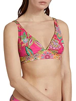 Flamingo Floral V-Neck Bikini Top