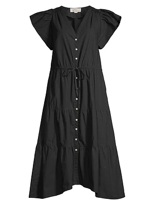 Kristi Tiered Cotton Tie-Waist Dress