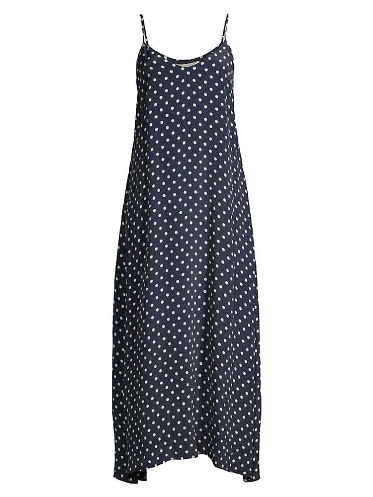 Reva Polka Dot Silk-Blend Midi Slipdress