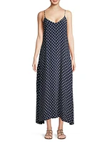 Reva Polka Dot Silk-Blend Midi Slipdress