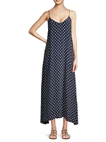 Reva Polka Dot Silk-Blend Midi Slipdress