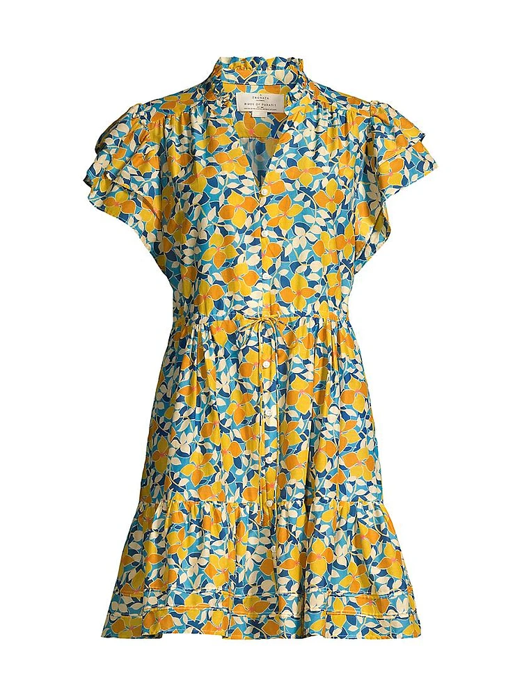 Iris Floral Cotton & Silk Minidress