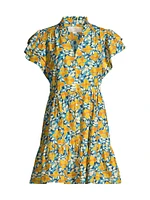 Iris Floral Cotton & Silk Minidress