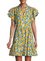 Iris Floral Cotton & Silk Minidress