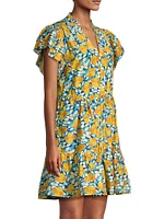 Iris Floral Cotton & Silk Minidress