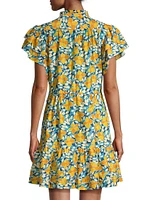 Iris Floral Cotton & Silk Minidress