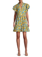 Iris Floral Cotton & Silk Minidress