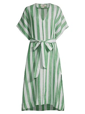 Hannah Striped Linen Midi-Dress