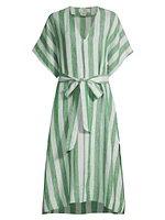 Hannah Striped Linen Midi-Dress