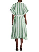 Hannah Striped Linen Midi-Dress